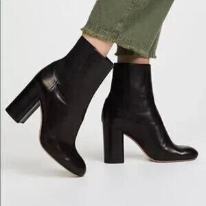 Womens Rag & Bone Agnes Black Leather Heeled Booties 38.5 US/8.5